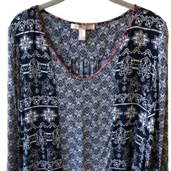 Forever 21 Contemporary Long Bell Sleeve Blouse Top Whipstitching - Picture 6 of 6